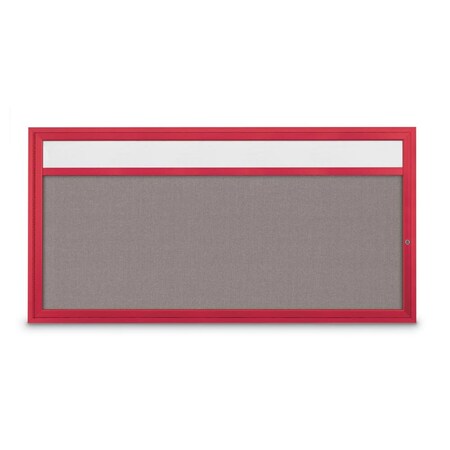 United Visual Products Slim Enclosed Corkboard, 36"x36", White Alum Frame/Burgundy UVEB3636-WHITE-DBURGU